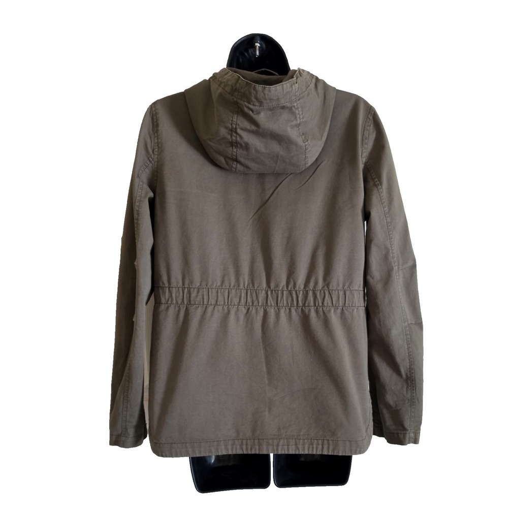 Love Tree Full Zip Hooded Utility Olive Green Military Army 100% Cotton Jacket-S - Picture 4 of 11